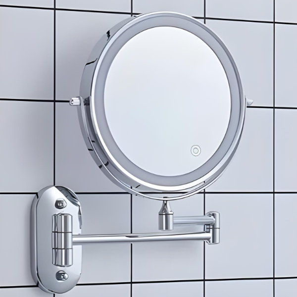 Chrome Silver LED Magnifying Mirror – Rechargeable Makeup & Vanity Mirror