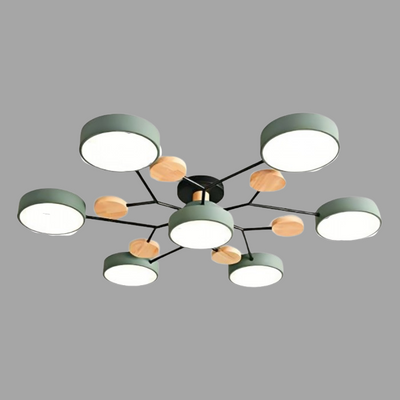 Nordic Branched Disc LED Ceiling Light – Elegant Wood & Metal Design for Modern Interiors
