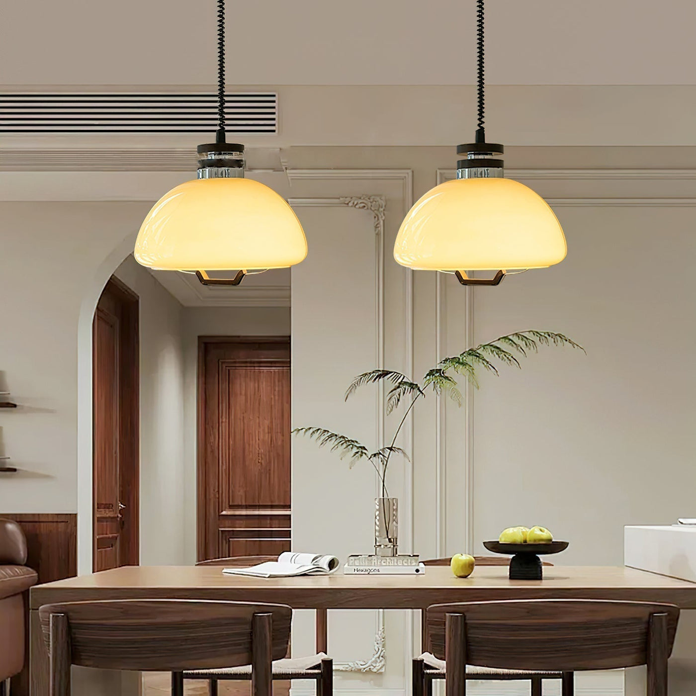 Vela-Pudding Pendant Light – Playful Yet Elegant Glass & Wood Hanging Lamp