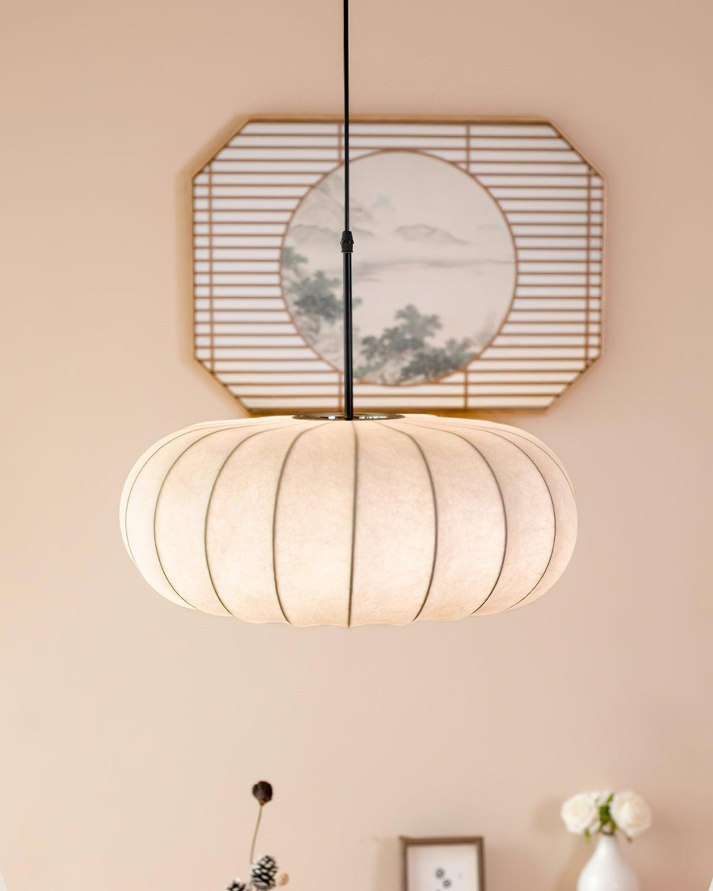 Verona Pendant Light – Wabi-Sabi Inspired Minimalist Fabric Hanging Lamp