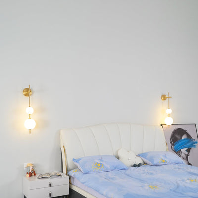 Vertical Globe Wall Light – Elegant Gold Wall Lamp with Frosted Glass Shade