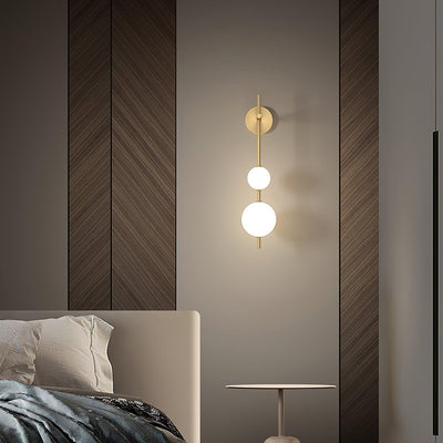 Vertical Globe Wall Light – Elegant Gold Wall Lamp with Frosted Glass Shade