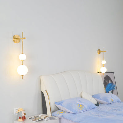 Vertical Globe Wall Light – Elegant Gold Wall Lamp with Frosted Glass Shade