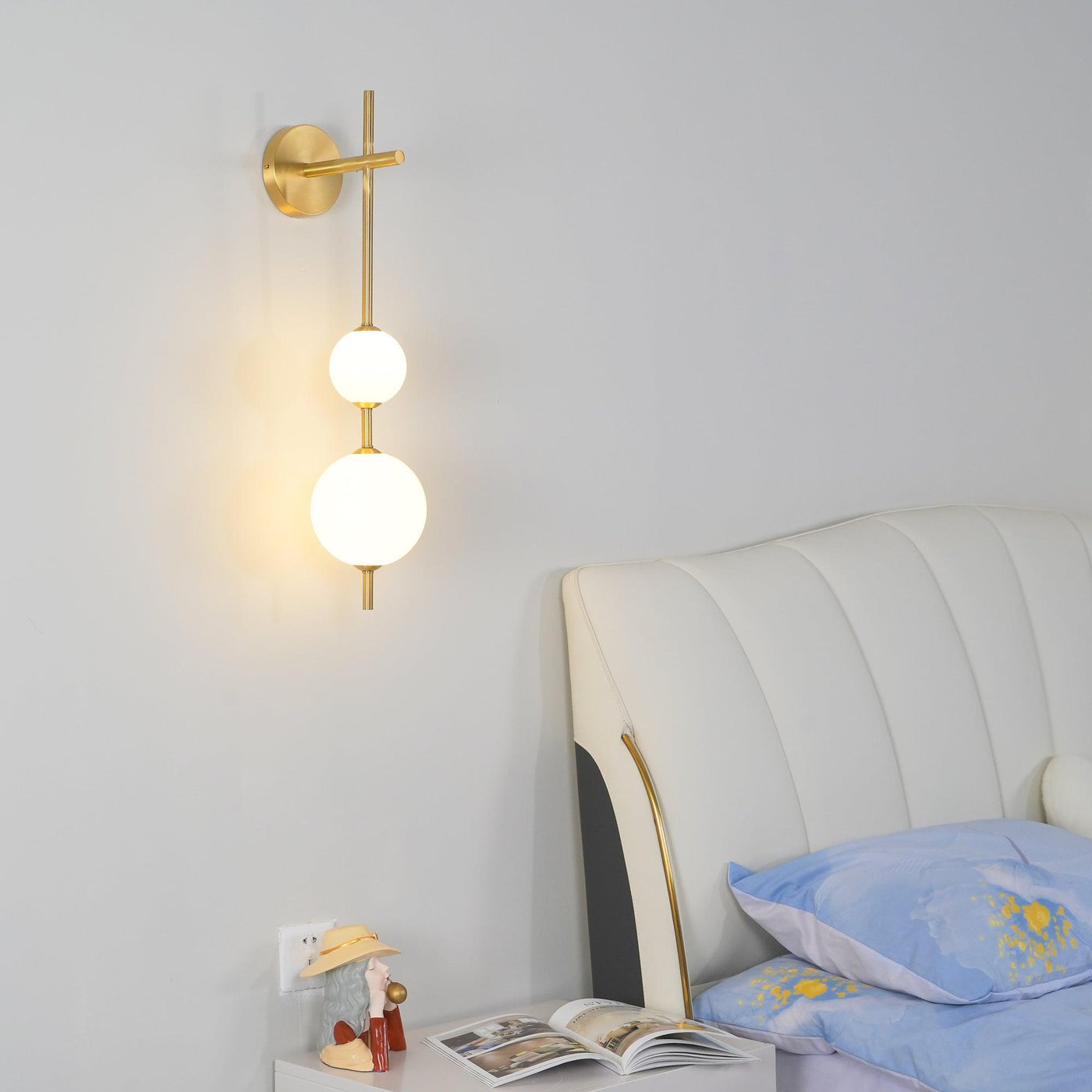 Vertical Globe Wall Light – Elegant Gold Wall Lamp with Frosted Glass Shade