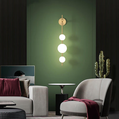 Vertical Globe Wall Light – Elegant Gold Wall Lamp with Frosted Glass Shade