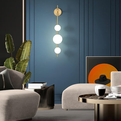 Vertical Globe Wall Light – Elegant Gold Wall Lamp with Frosted Glass Shade