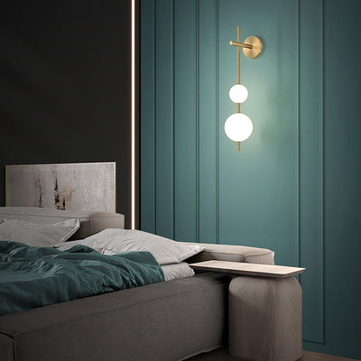 Vertical Globe Wall Light – Elegant Gold Wall Lamp with Frosted Glass Shade
