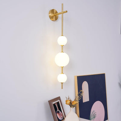 Vertical Globe Wall Light – Elegant Gold Wall Lamp with Frosted Glass Shade