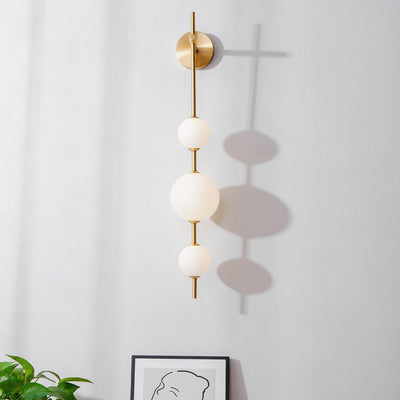 Vertical Globe Wall Light – Elegant Gold Wall Lamp with Frosted Glass Shade
