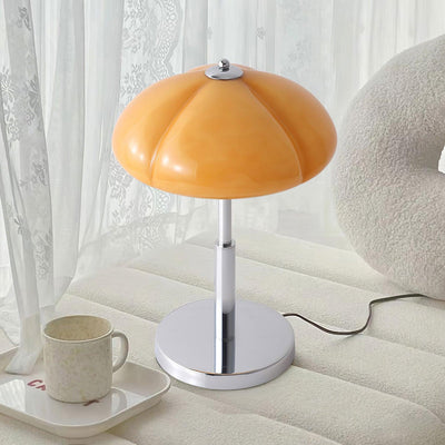Mushroom Bauhaus Table Lamp – Timeless Amber Glass & Metal Design