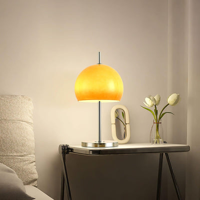 Mushroom Bauhaus Table Lamp – Timeless Amber Glass & Metal Design