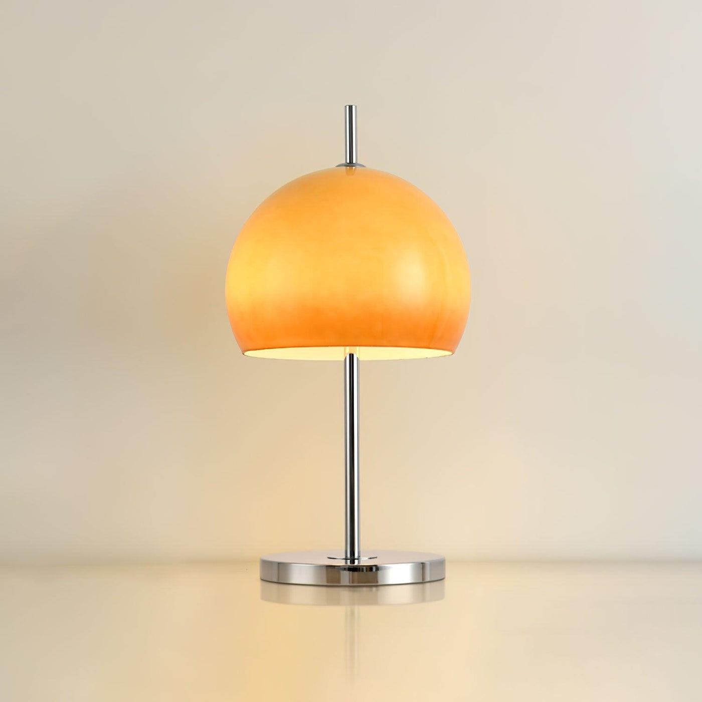 Mushroom Bauhaus Table Lamp – Timeless Amber Glass & Metal Design