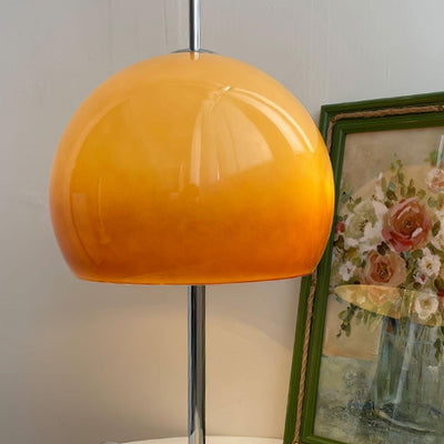 Mushroom Bauhaus Table Lamp – Timeless Amber Glass & Metal Design