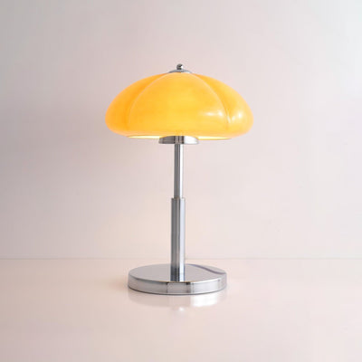 Mushroom Bauhaus Table Lamp – Timeless Amber Glass & Metal Design