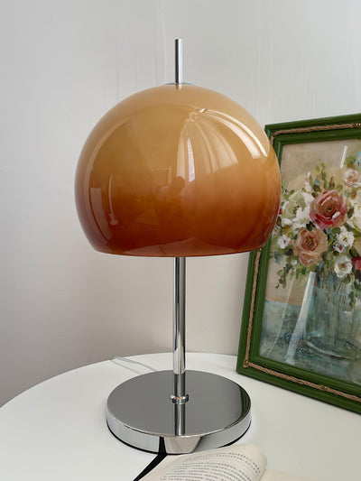 Mushroom Bauhaus Table Lamp – Timeless Amber Glass & Metal Design