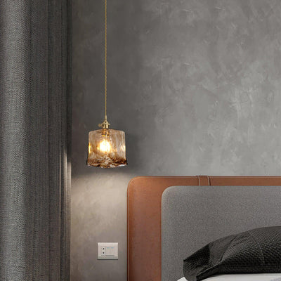 Vintage Brown Glass Pendant Light – Classic Brass & Metal Ceiling Lamp