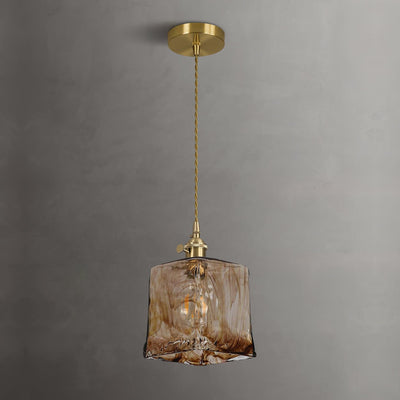 Vintage Brown Glass Pendant Light – Classic Brass & Metal Ceiling Lamp
