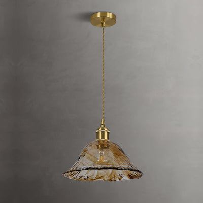 Vintage Brown Glass Pendant Light – Classic Brass & Metal Ceiling Lamp