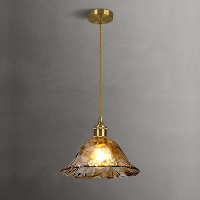 Vintage Brown Glass Pendant Light – Classic Brass & Metal Ceiling Lamp