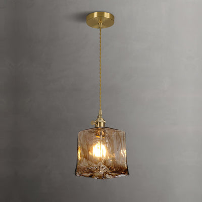 Vintage Brown Glass Pendant Light – Classic Brass & Metal Ceiling Lamp