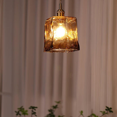 Vintage Brown Glass Pendant Light – Classic Brass & Metal Ceiling Lamp