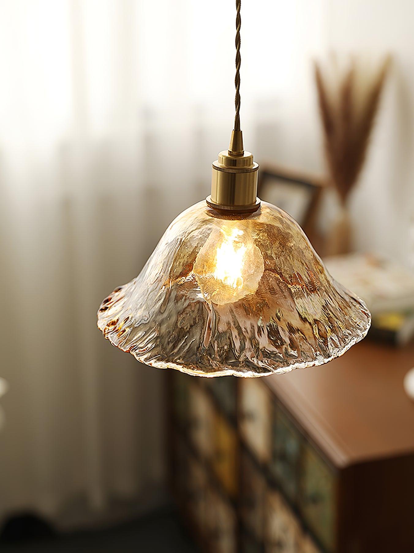 Vintage Brown Glass Pendant Light – Classic Brass & Metal Ceiling Lamp