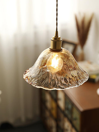 Vintage Brown Glass Pendant Light – Classic Brass & Metal Ceiling Lamp