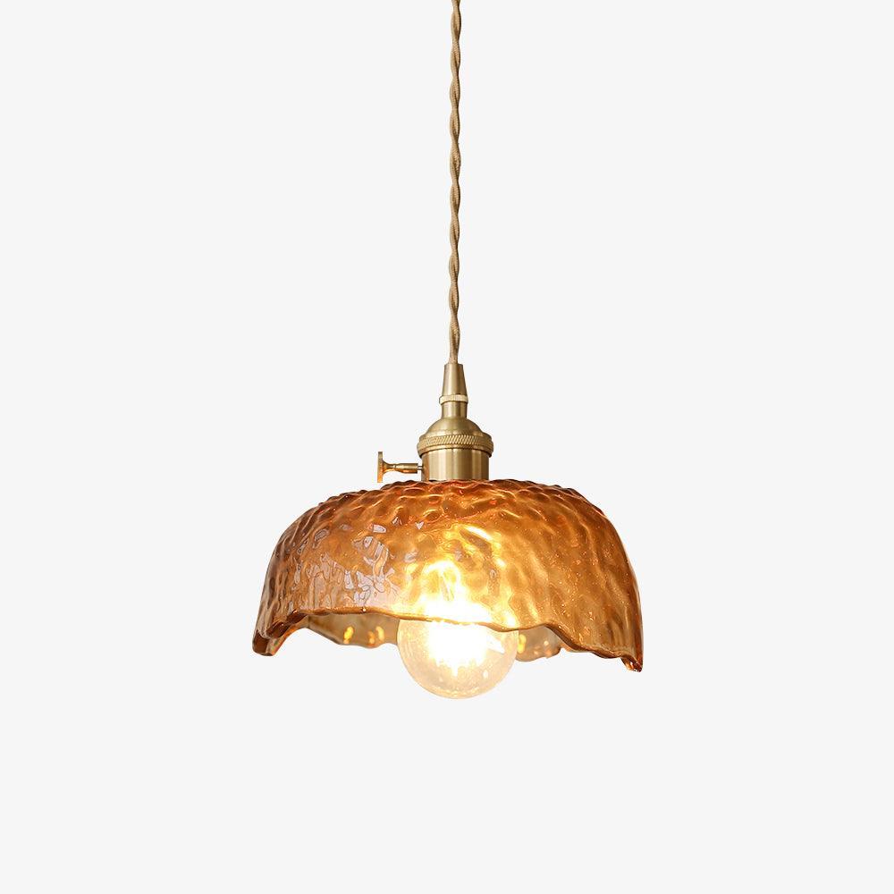Vintage Brown Glass Pendant Light – Classic Brass & Metal Ceiling Lamp