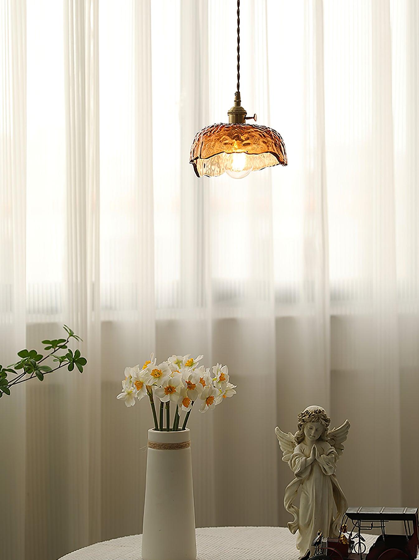 Vintage Brown Glass Pendant Light – Classic Brass & Metal Ceiling Lamp
