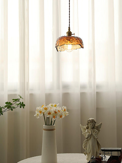 Vintage Brown Glass Pendant Light – Classic Brass & Metal Ceiling Lamp