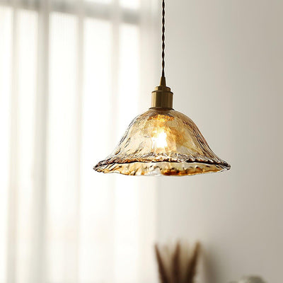 Vintage Brown Glass Pendant Light – Classic Brass & Metal Ceiling Lamp