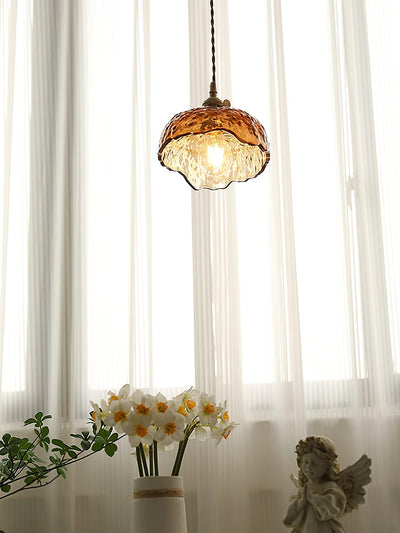 Vintage Brown Glass Pendant Light – Classic Brass & Metal Ceiling Lamp