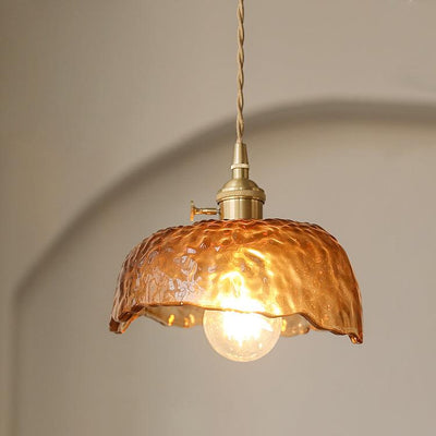 Vintage Brown Glass Pendant Light – Classic Brass & Metal Ceiling Lamp