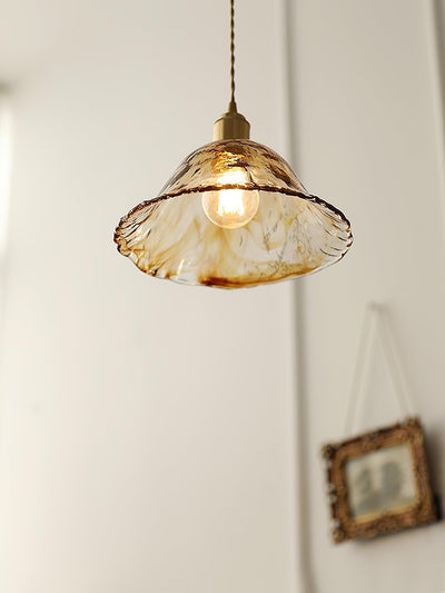 Vintage Brown Glass Pendant Light – Classic Brass & Metal Ceiling Lamp