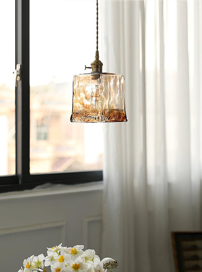 Vintage Brown Glass Pendant Light – Classic Brass & Metal Ceiling Lamp