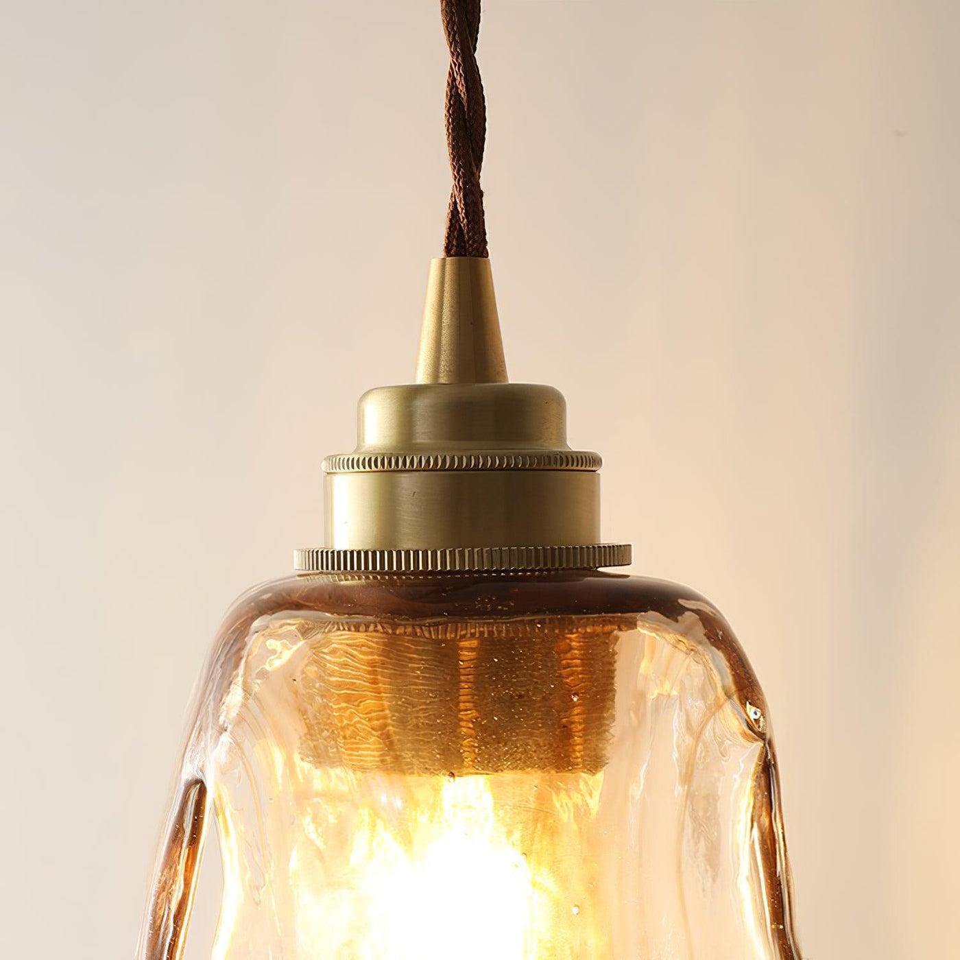 Vintage Brown Glass Pendant Light – Classic Brass & Metal Ceiling Lamp