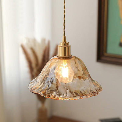 Vintage Brown Glass Pendant Light – Classic Brass & Metal Ceiling Lamp
