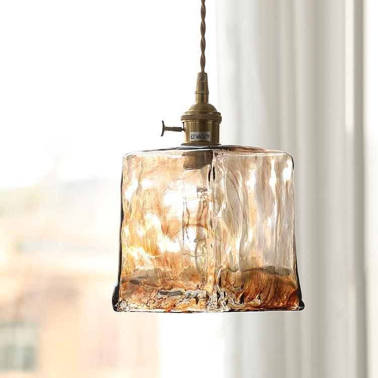 Vintage Brown Glass Pendant Light – Classic Brass & Metal Ceiling Lamp