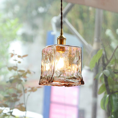 Vintage Brown Glass Pendant Light – Classic Brass & Metal Ceiling Lamp