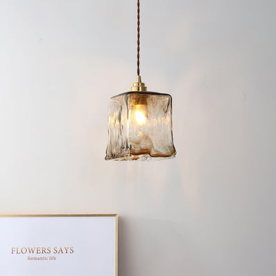Vintage Brown Glass Pendant Light – Classic Brass & Metal Ceiling Lamp