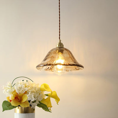 Vintage Brown Glass Pendant Light – Classic Brass & Metal Ceiling Lamp