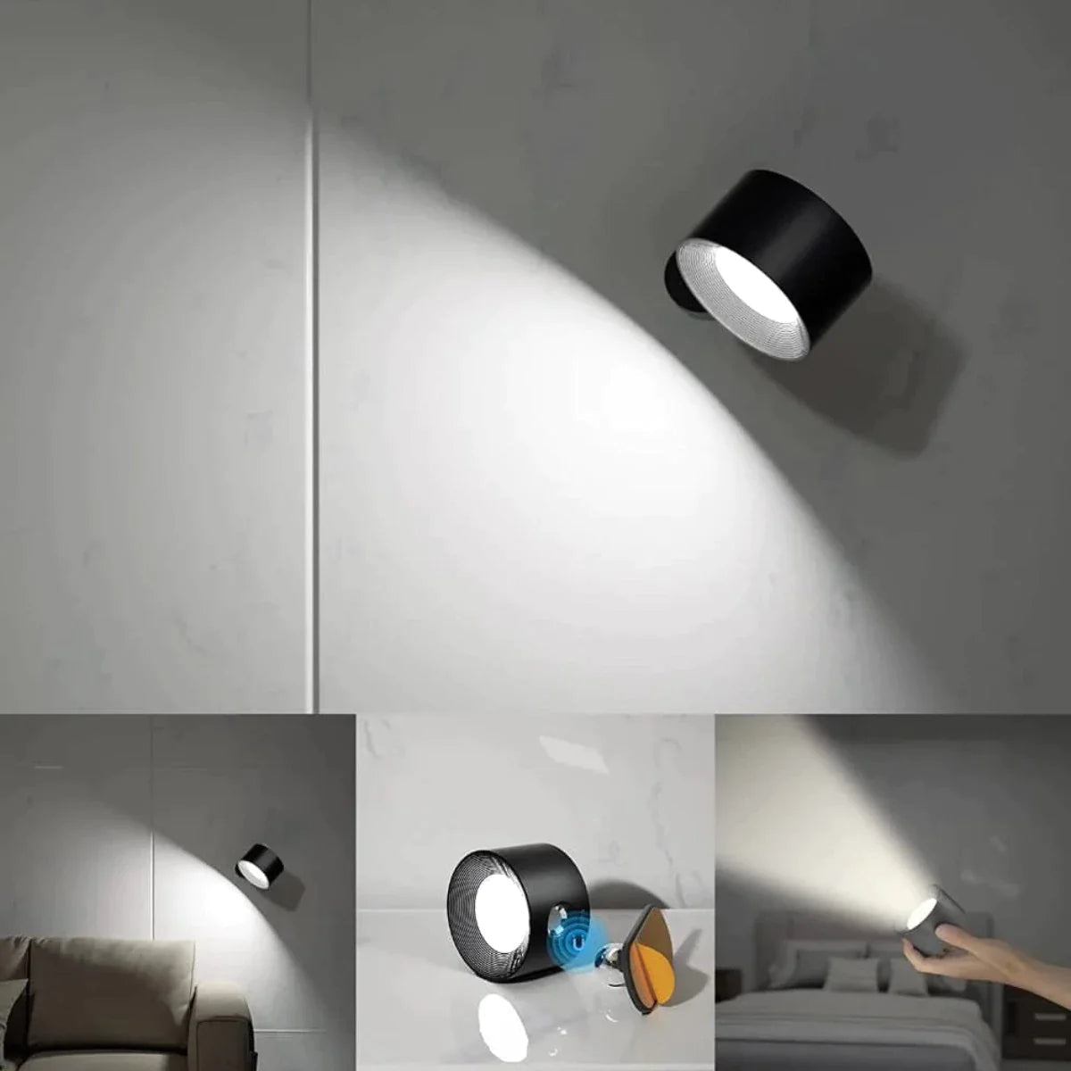 360° Wireless Wall Light – USB Rechargeable & Adjustable LED Lamp