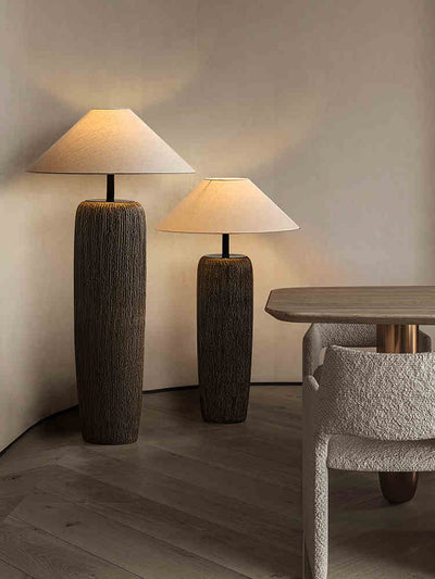 Weathered Wood Floor Lamp – Rustic Elegance with Timeless Charm