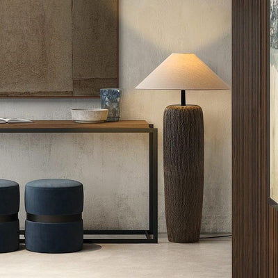 Weathered Wood Floor Lamp – Rustic Elegance with Timeless Charm