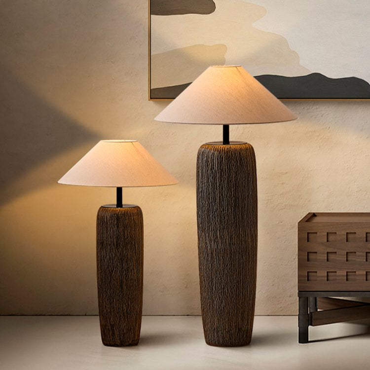 Weathered Wood Floor Lamp – Rustic Elegance with Timeless Charm
