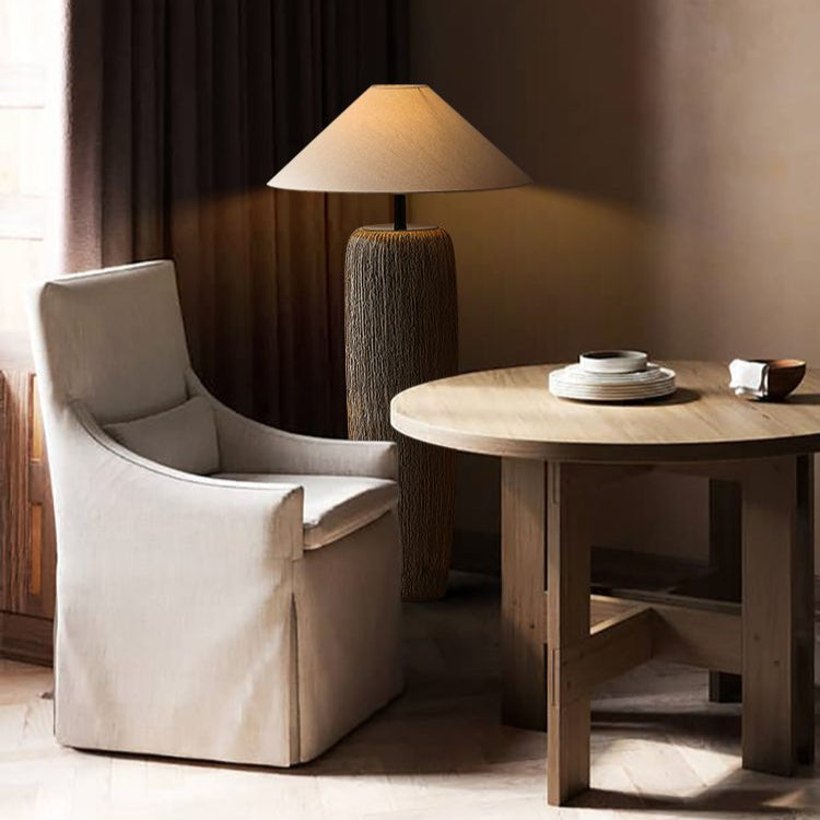 Weathered Wood Floor Lamp – Rustic Elegance with Timeless Charm