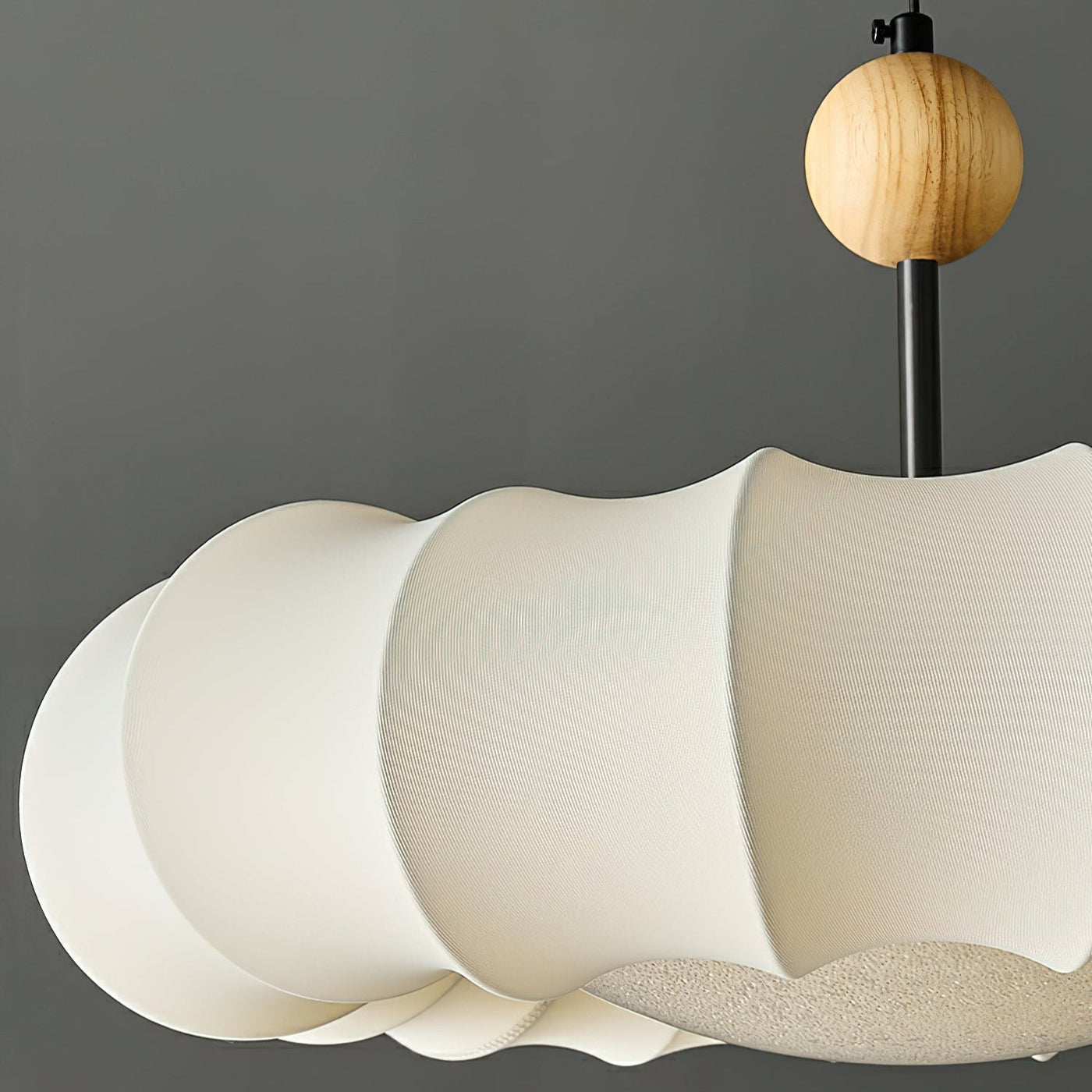 Winnie Veil Pendant Light – Elegant Fabric & Wood LED Ceiling Lamp