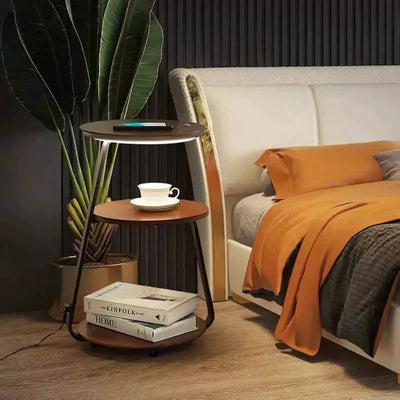 Modern Side Table – Durable Steel Frame with Stone or Wood Finish