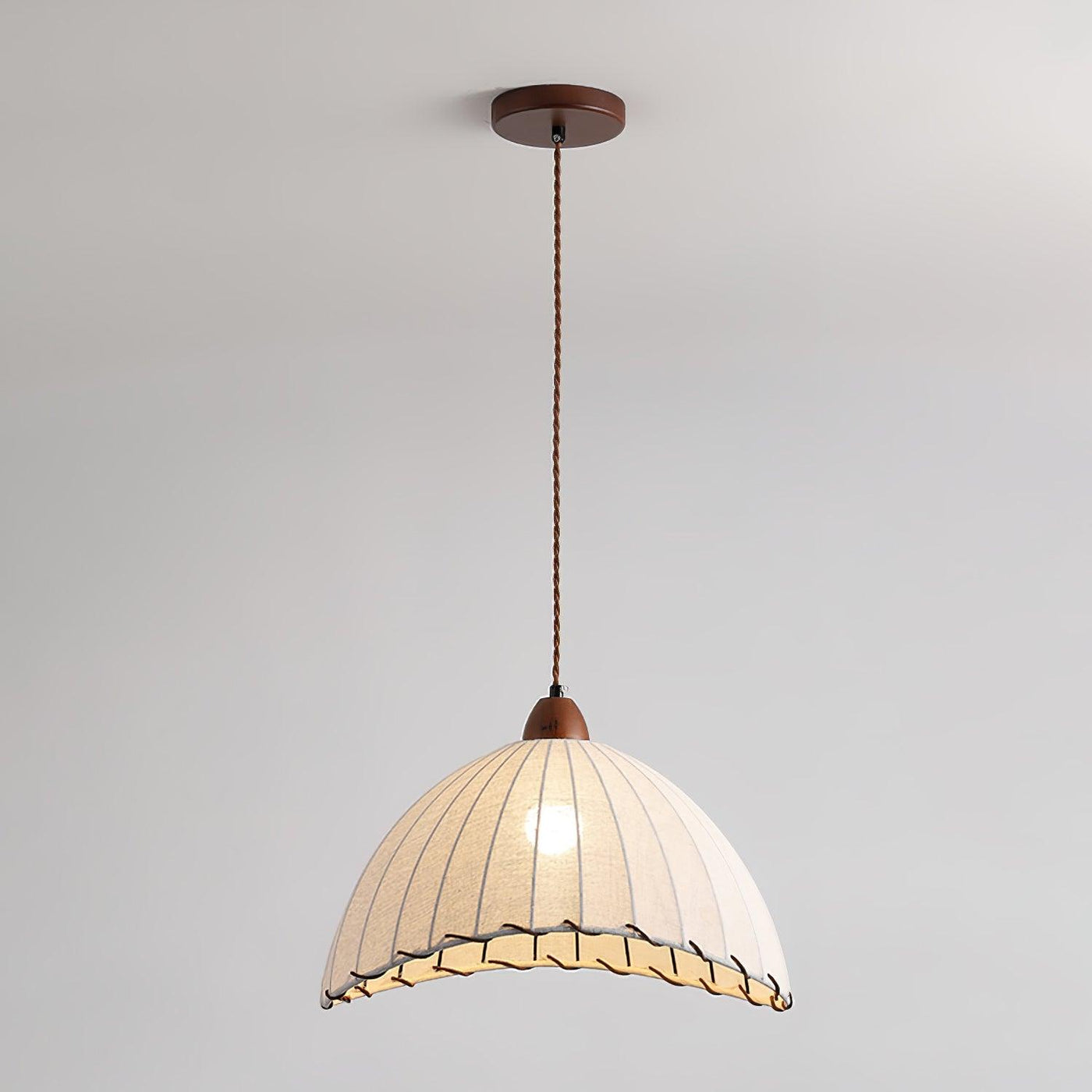 Wood & Fabric Pendant Light – Natural Hanging Lamp (E26/E27, Adjustable Height, 110-240V)