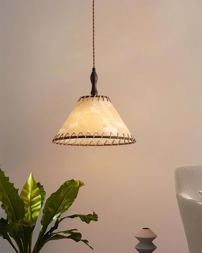 Wood & Fabric Pendant Light – Natural Hanging Lamp (E26/E27, Adjustable Height, 110-240V)
